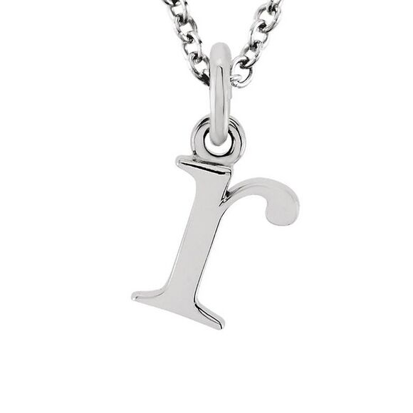 The Abbey Lower Case Initial 'r' Necklace in 14k White Gold, 16 Inch - Picture 1 of 3